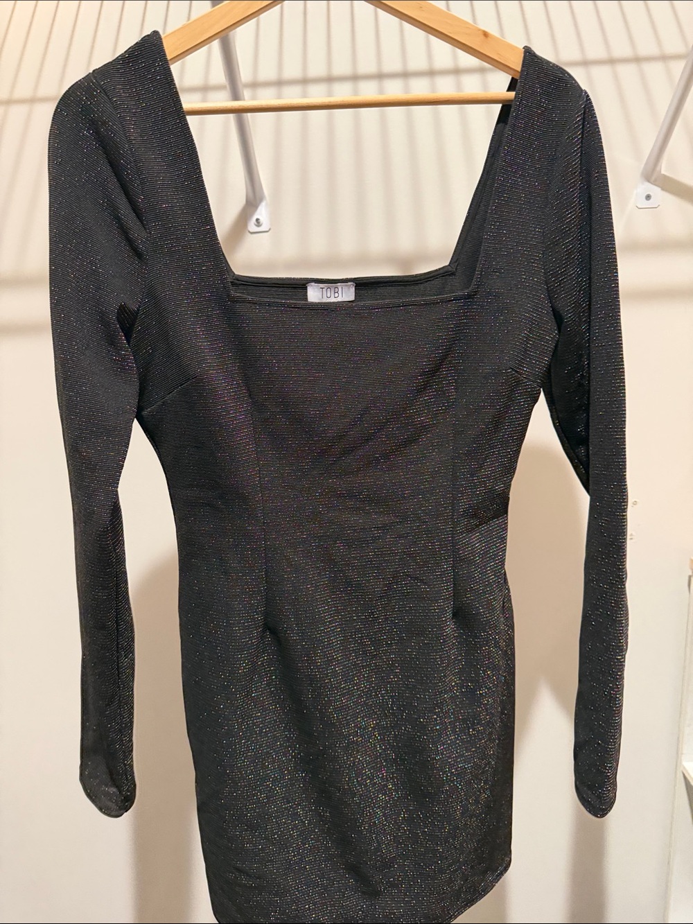 Tobi Black Iridescent Sparkle Mini Dress